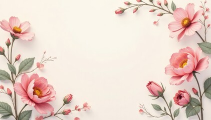 Subtle floral motif with delicate line work on a pastel background , spring, soft