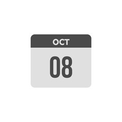 calender icon, 08 october icon with white background