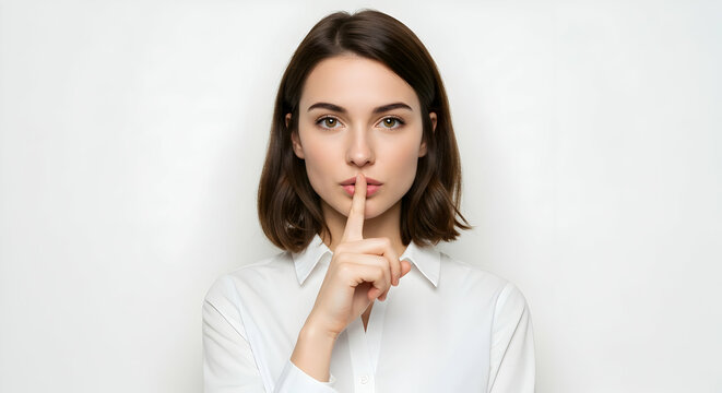 Secret Confidential Hush Quiet Woman Silence Mystery Private Discreet Secrecy  Information Security Keeping a Secret  Quietly  Private Information  Confidentiality Silence Please Professional