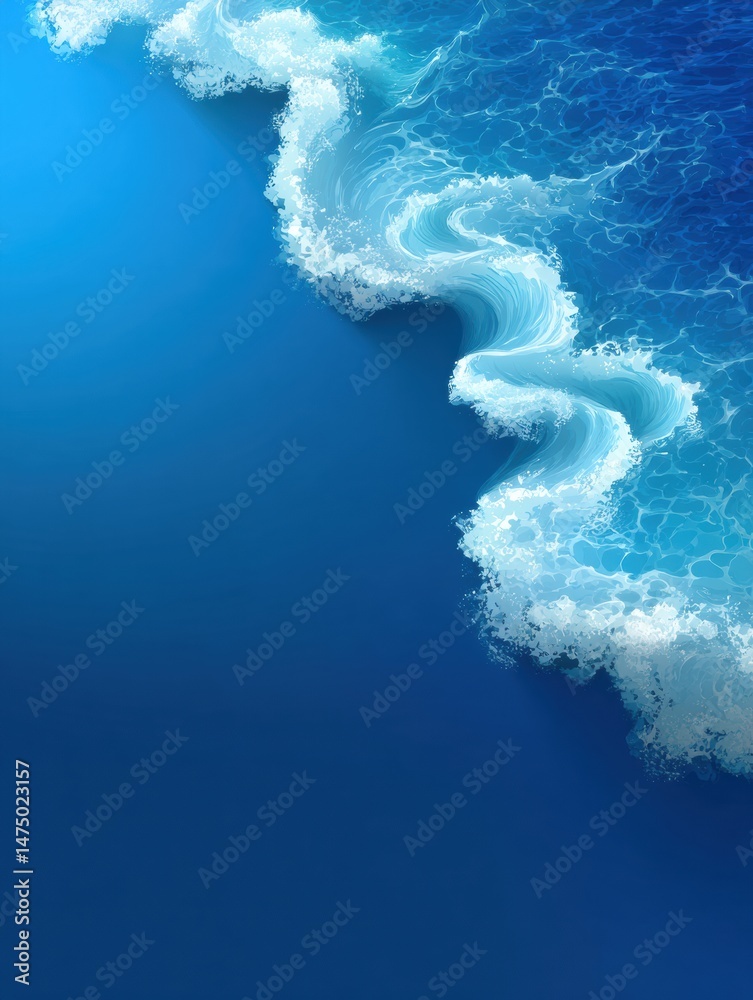 Aufkleber ocean wave illustration blending into a tranquil solid banner zone creating a serene coastal atmosph