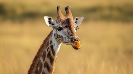 Obraz premium Elegant giraffe portrait capturing the serenity of african wildlife