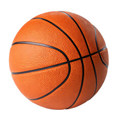Fototapeta premium A close up shot of an orange basketball with black lines on a white background in a studio setting on transparent background
