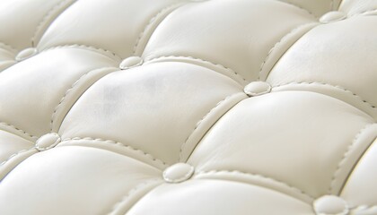 Naklejka premium Close-up view of a white quilted upholstery texture.