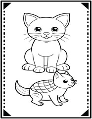 Cute Bold & Easy Pet Animals coloring page. ready to print on standard 8.5x11 inch paper