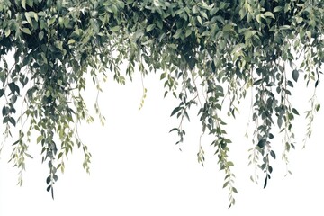 Hanging greenery cascading down, lush foliage