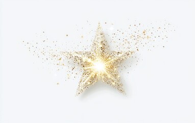 Golden starburst graphic design, with sparkling gold glitter particles