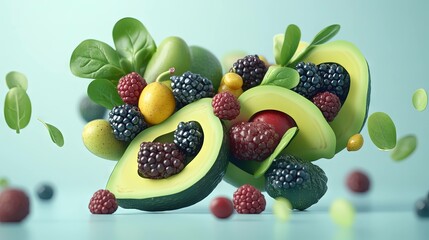 Fresh avocado and blueberry mix