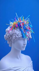 Blurred portrait of a woman with an abstract headpiece