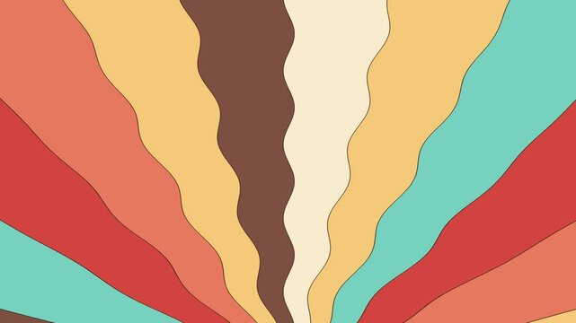 Looping animation of a rainbow colored background. Vintage groovy retro psychedelic animation.