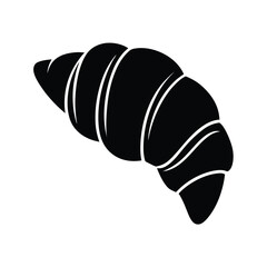 Minimalist black and white silhouette illustration of a freshly baked croissant for culinary and food related designs