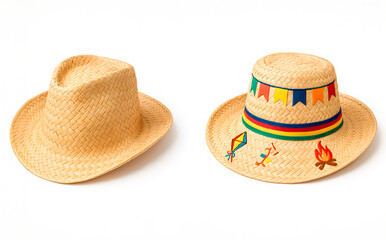 Traditional straw hats for festa junina celebration