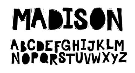 Hand drawn cropped alphabet letters in pencil or pen. Punk-style calligraphy with scribbles, scrawls, and simple patterns. Urban typography inspired by street art