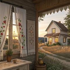 Rustic Home Decor with Hand Embroidered Hoops, Floral Patterns, and Cozy Cottage Style

