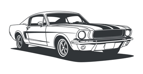 Classic Vintage American Muscle Car Illustration