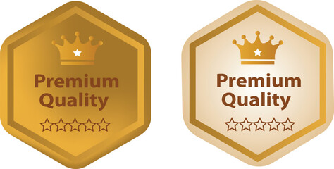 Premium Quality Badge in Dark Gold with Crown and Five Stars