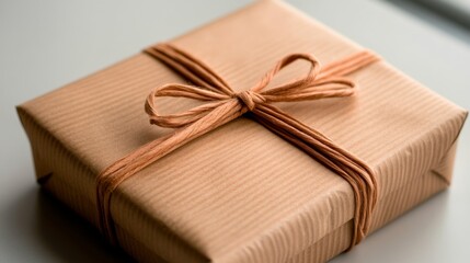 A beautifully handcrafted gift box with intricate wrapping details, isolated on a white surface,