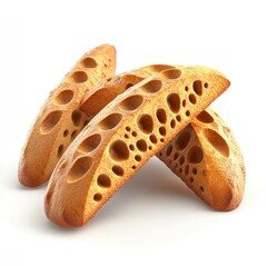 Freshly baked artisan bread rolls with natural patterns and textures on a white background  These appetizing homemade bread buns showcase the rustic