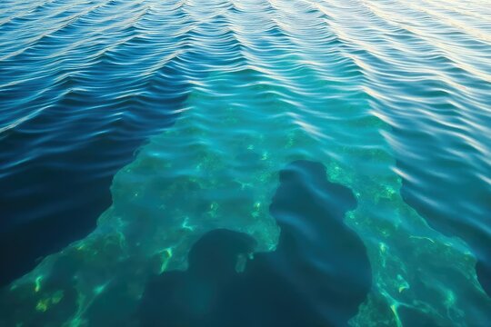 Abstract swirling patterns on lake's surface, created by wind, outdoor, view