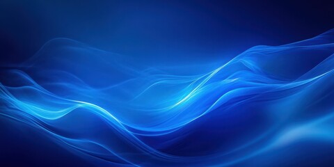 Waves of blue light create a serene and tranquil atmosphere in an abstract composition of flowing patterns