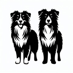 Fototapeta premium australian shepherd silhouette illustration