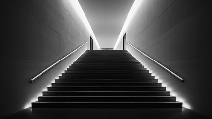 Fototapeta premium Illuminated Concrete Staircase Ascending to an Uncertain Future