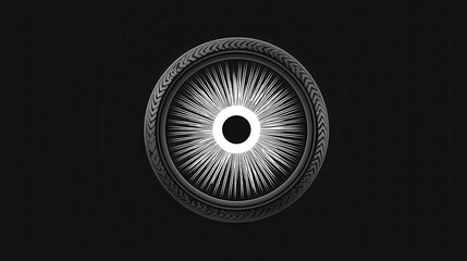 Abstract circular design with radiating lines.