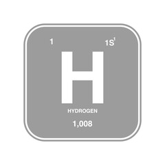 Fototapeta premium Hydrogen symbol vector on periodic table isolated on transparent background