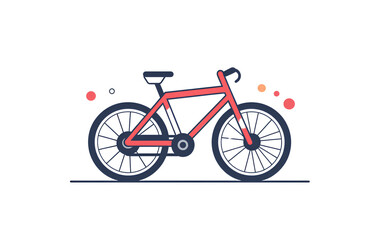 Obraz premium Cute, simple illustration of a bicycle, with flat colors, a vector graphic on a transparent background 