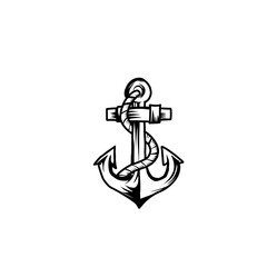 Hand drawing anchor with rope
