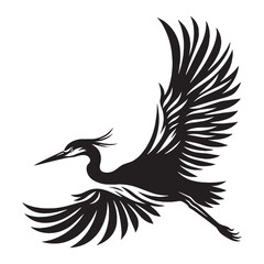 Poised Heron silhouette with elevated head – Heron illustration – Minimalist Heron vector – Bird silhouette

