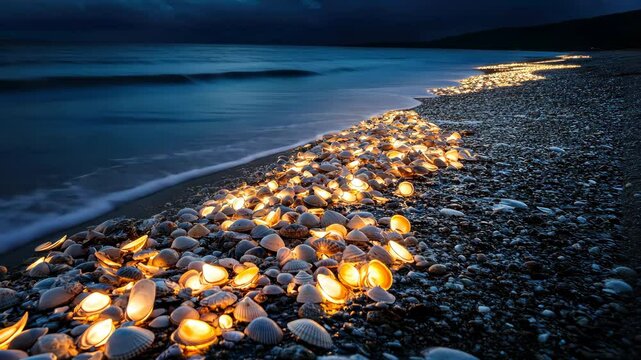 Lots of shells on the seashore. Selective focus. Nature.