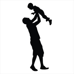 Father and children silhouette