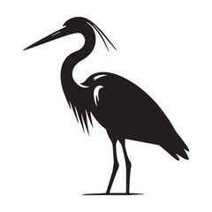 Sharp-Beaked Heron silhouette in profile – Heron illustration – Minimalist Heron vector – Bird silhouette

