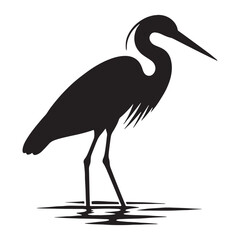 Refined Heron silhouette with clean outlines – Heron illustration – Minimalist Heron vector – Bird silhouette

