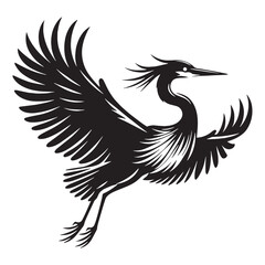 Silent Hunter Heron silhouette – Heron illustration – Minimalist Heron vector – Bird silhouette

