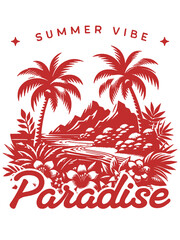 Summer vibe t shirt design paradise beach t shirt design custom beach t-shirt design vacation holiday t shirt