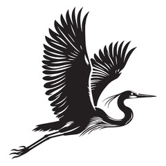 Fishing Heron silhouette, calm and focused – Heron illustration – Minimalist Heron vector – Bird silhouette

