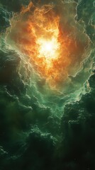 Obraz premium Bright celestial explosion illuminates dark cosmic clouds in stunning cosmic phenomenon