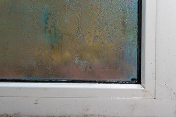condensation on the window. water droplets on the glass