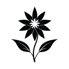 Edelweiss Flower Silhouette Vector - Alpine Floral Symbol for Mountain Logo, Wedding Heraldry Design