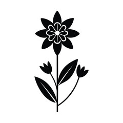 Minimalist Flower Vector - Simple Line Art, Black & White Botanical Clipart for Logo & Design