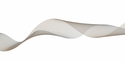 Create a vector illustration of a smooth, flowing wave pattern composed of evenly spaced, thin, curved lines. The lines intersect and form a mesh-like structure with a gradient from dark brown to ligh