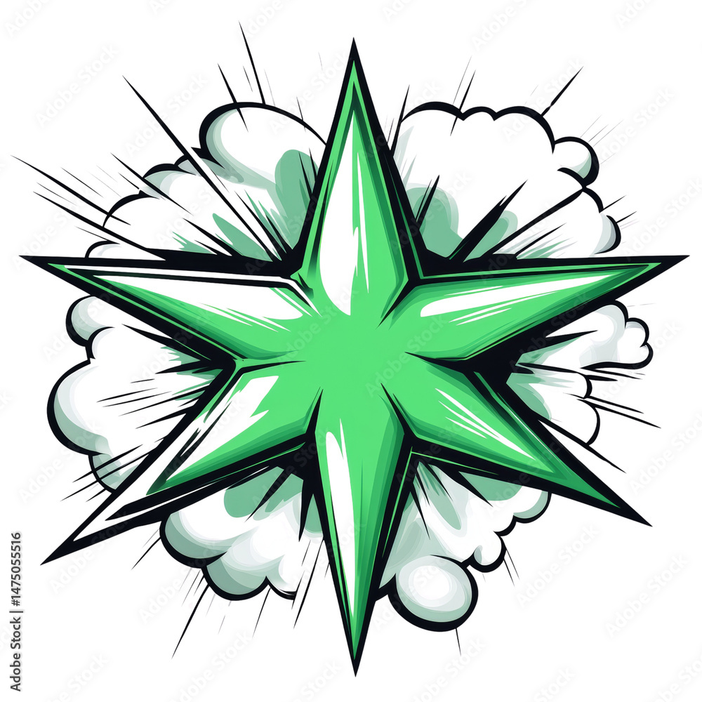 Poster Vibrant starburst radiating from an abstract explosion with dynamic energy on clean layout