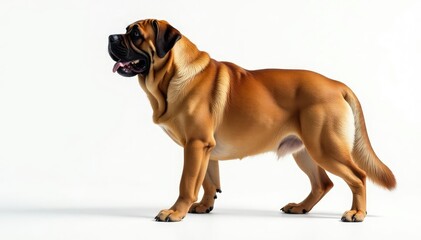 Obraz premium Majestic mastiff, powerful stance, white background, head shot, canine, design element