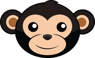 Obraz premium A kawaii style monkey head vector silhouette black
