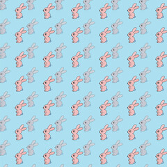 Cute Cartoon Animal Faces Seamless Pattern 