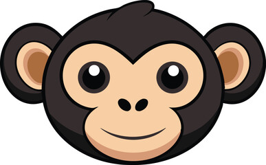 Obraz premium A kawaii style monkey head vector silhouette black