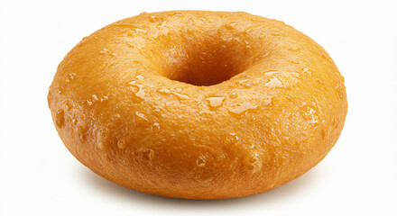 South Indian medu vada, crispy golden savory fritter with doughnut shape and shiny surface, isolated on white background.