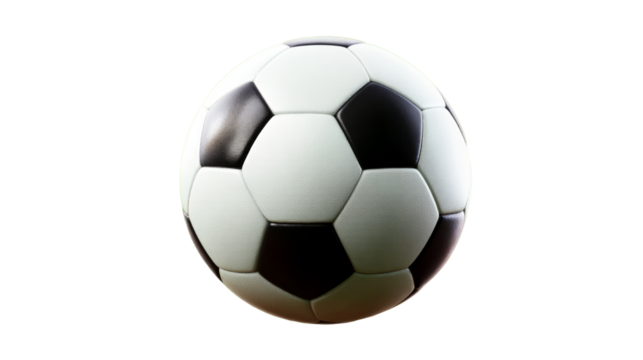 Soccer ball with classic black and white hexagonal design