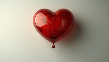 Heart balloon with a string on a neutral surface